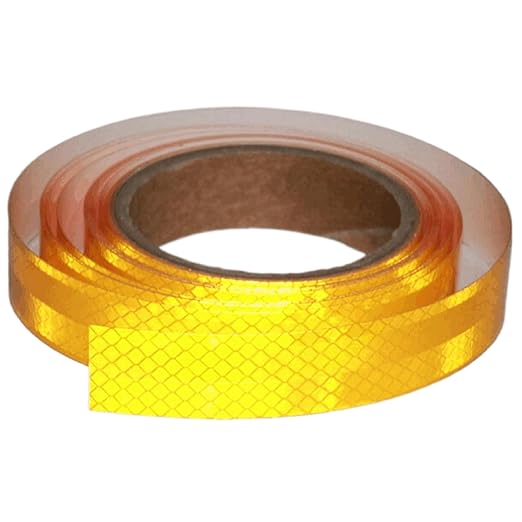 Non Fading Reflective Tape Yellow 1 inch Wide, Outdoor Waterproof High Visibility Safety Warning Adhesive Stickers Strips (16 feet)