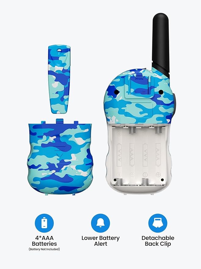 FOREDOM Walkie Talkies for Kids Walkie Talkies Long Range for Boys & Girls Age 3 to 12 Year Old Birthday Cool Army Toys - 2 Pack