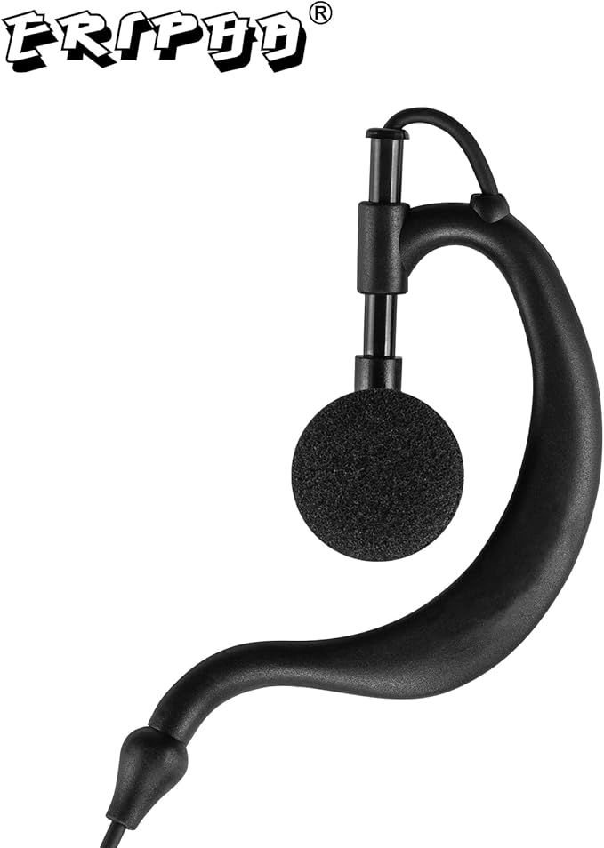 1-Pin Earpiece Compatible with Cobra CX112 CXT195 Radio Walkie Talkie, 2.5mm Headset G Shape with PTT Mic