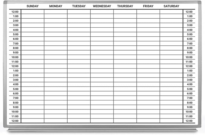 Weekly by Hour Dry-Erase Scheduling Whiteboard 60" x 40"