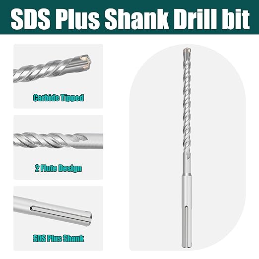 1 in x 12.2 in (25 x 310mm) SDS Plus Rotary Hammer Drill Bit, Concrete Drill Bit,Masonry Drill Bit for Concrete, Brick and Cement (Length : 310mm / 12.2 inch, 1 inch （ 25mm)