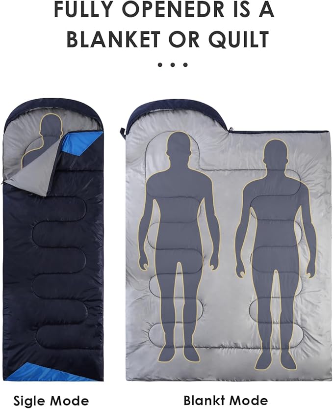 Sleeping Bags for Adults Cold Weather - 20 Degree Big&Tall Size Backpacking Lightweight Waterproof for Girls Boys Mens Teen Women for Camping Hiking Outdoor Travel Hunting with Compression Bags