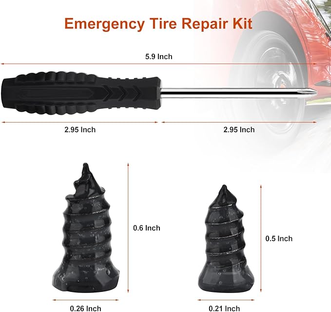 Tire Repair Kit, Tire Plug Kit, Tire Repair Rubber Nail, Professional Heavy Duty Emergency Flat Tire Repair, Repair Tire for Car, RV, SUV, Jeep, UTV, Truck, Motorcycle, Tractor, Mower, Wheelbarrow