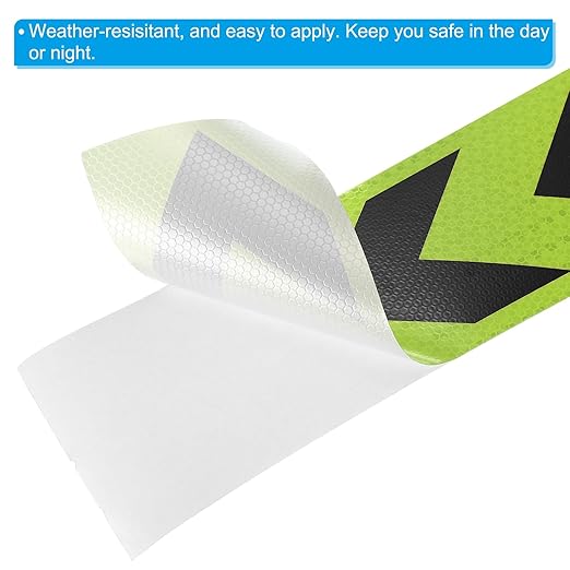 PATIKIL Reflective Tape, 4 Inch x 49 ft Waterproof Self Adhesive High Visibility Safety Warning Arrow Tape Outdoor Reflectors for Trucks Trailers Cars, Green Black