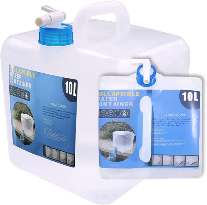 Collapsible Water Container with Spigot, Camping Water Storage Carrier Jug BPA-Free for Outdoors Hiking Backpack & Survival Kit, Foldable Portable Canteen 1.3/2.6/3.9/5.3 Gallon (2.6 Gallon, 1-pack)