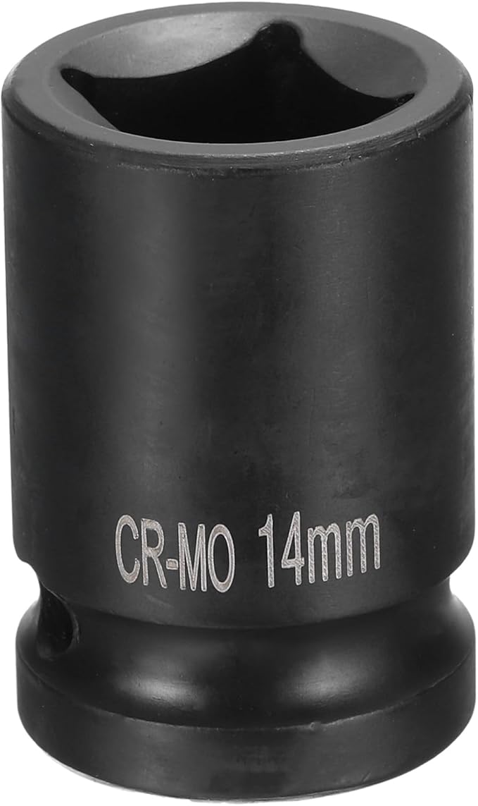 HARFINGTON 4 Point Square Socket 1/2" Drive 14mm Metric Square Impact Socket CR-MO Blackening Standard Wheel Sockets Pneumatic Socket Tool for Auto Repair Mechanical Maintenance Home Use
