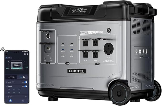 OUKITEL (2025 New) Portable Power Station P5000 Pro, 5x3600W AC Output (6000W Surge),5120Wh Large Capacity Solar Generator,1800W Fast Charge&1000W MPPT Solar for Emergency, Home Backup, Camping
