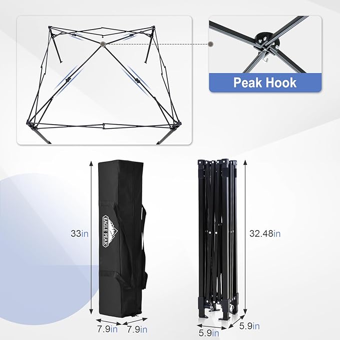 EAGLE PEAK Flex Ultra Compact 5x5 Pop-up Canopy, Sun Shelter, Changing Room, Portable Privacy Tent for Pool, Fashion Photoshoots, or Camping, White/Light Blue