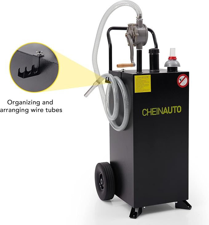 40 Gallon Fuel Caddy, Portable Gas & Diesel Storage Tank with Manual Pump, Fuel Caddy with 4 Wheels for Refueling Cars, Trucks, Lawn Mowers, ATVs, and Boats.