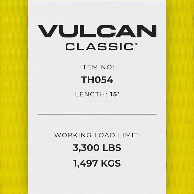 VULCAN 8-Point Roll Back Vehicle Tie Down Kit with Snap Hooks on Both Ends - Set of 4 - Classic Yellow