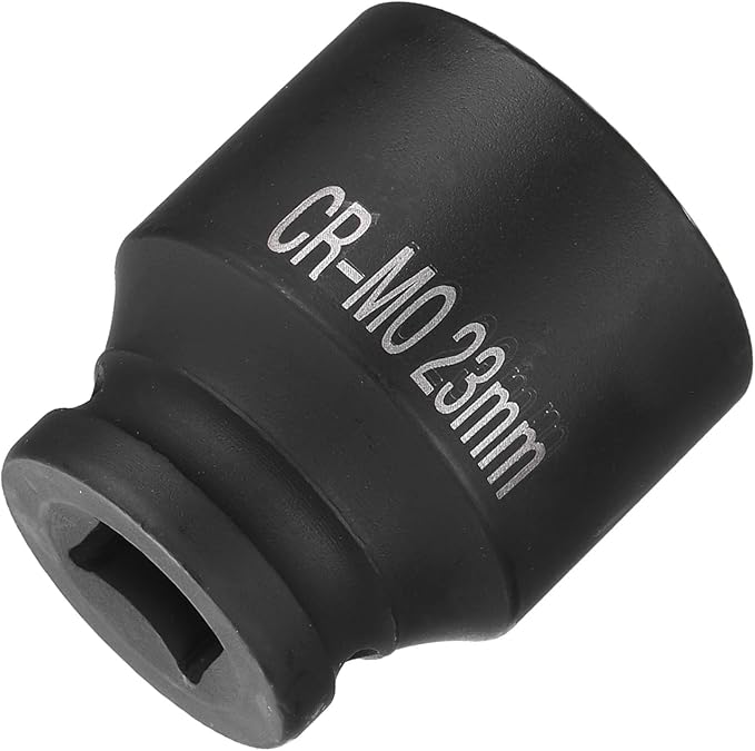 HARFINGTON 4 Point Square Socket 1/2" Drive 23mm Metric Square Impact Socket CR-MO Blackening Standard Wheel Sockets Pneumatic Socket Tool for Auto Repair Mechanical Maintenance Home Use