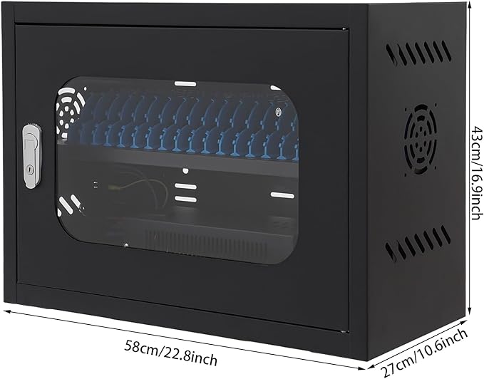 20-Device Charging Station, Charging Cabinet for Cellphones & Tablet Computers, Rechargeable Cellphone Locker Storage Charging Station, Locking Laptop Storage Box with Cable Management