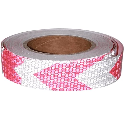 Red White Reflective Tape 1 inch Wide for Trailer, Outdoor Waterproof High Visibility Safety Warning Adhesive Strips (66 feet)
