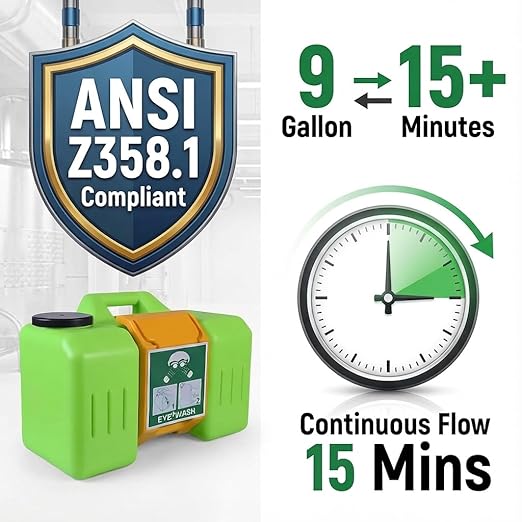 9Gallon Portable Eyewash Station Units - OSHA Approved Emergency Eye Wash Stations Wall Mounted,First Aid,Lasting for 15 Minutes