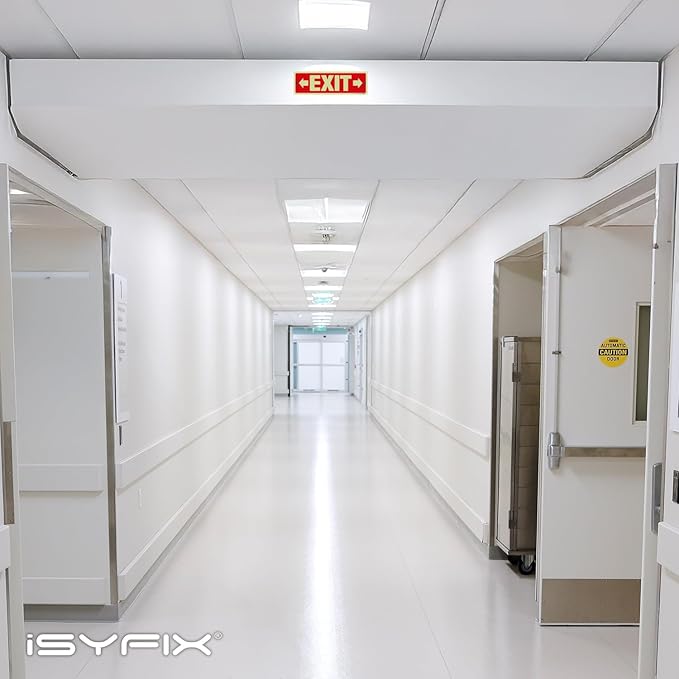 iSYFIX Exit Signs with Directional Right & Left Arrow - 6 Pack 12x4 Inch Glow in the Dark for Business, School, Office, Warehouse - Durable 40 Mil Polystyrene, UV Laminated, Waterproof, Scratch & Fade Resistant
