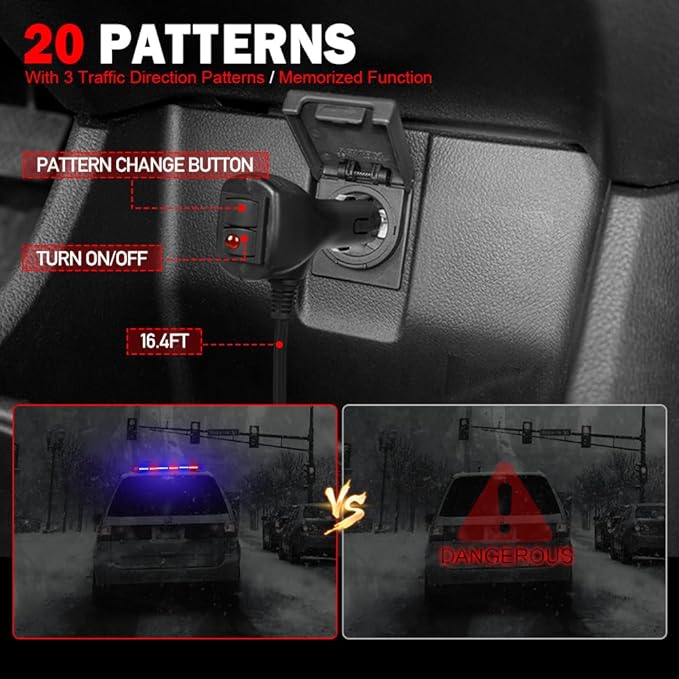 ASPL 31 inch Low Profile Rooftop Emergency Strobe Lights Bar Full Aluminum Flashing Safety Warning Traffic Advisor Lightbar Hazard Snow Plow Light for Trucks Tow Construction Vehicles (Red/Blue)