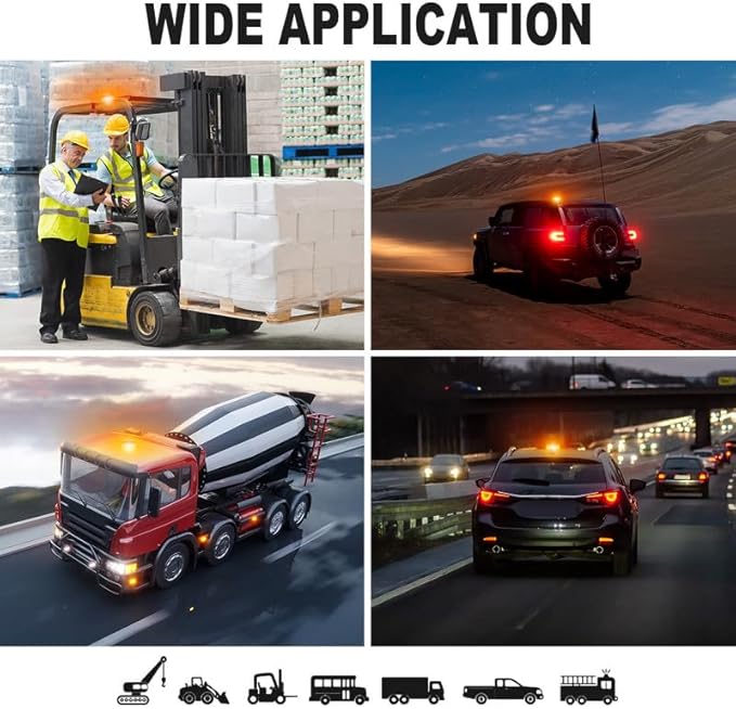 AnTom Magnetic Wireless Strobe Light, Waterproof Rechargeable LED Beacon Lights for Trucks, Vehicle Emergency Flashing Warning, forklifts,Tractors,Golf Carts,Cars
