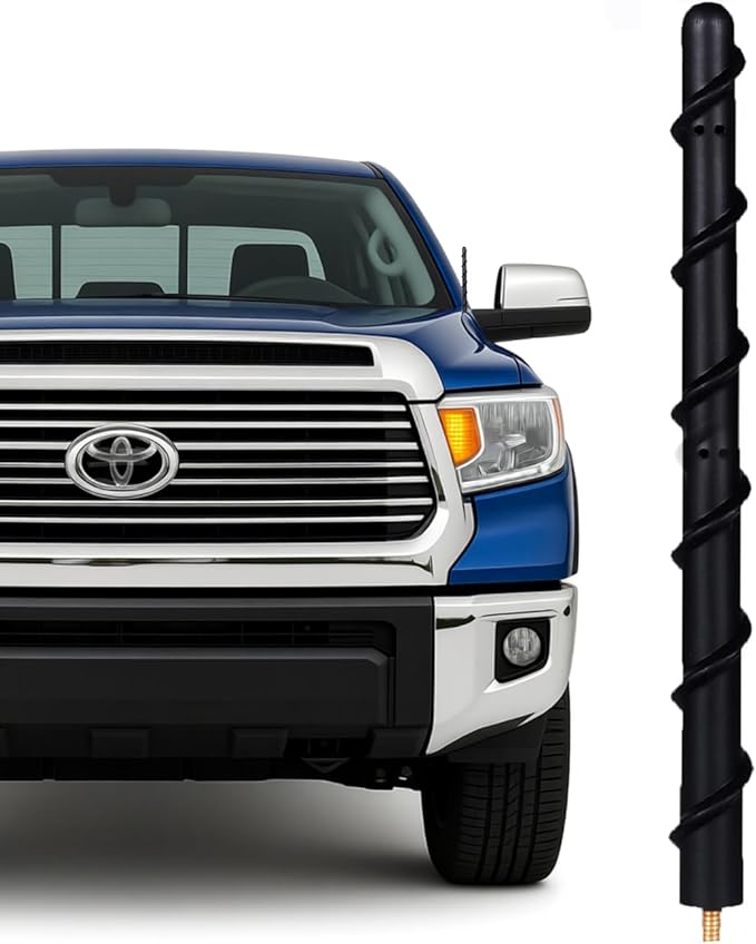 7" Short Antenna Mast Fits for Toyota Tundra 2000+ & Toyota Tacoma 1995+ & FJ Cruiser 2007+, Internal Copper Coil for Enhanced Reception, 7 inch Spiral Rubber Antenna Replacement Accessories