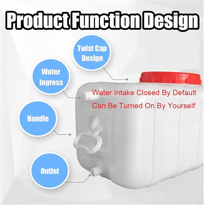 Water Storage Containers Water Carrier Plastic Water Tank with Tap Emergency Water Container 50L/80L/110L/200L Water Bucket Jug for Hiking Camping Driking Outdoors Indoors(Size:200L)