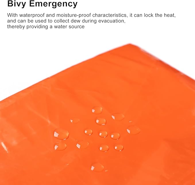 Emergency Warm Sleeping Bag,Portable Waterproof Thermal Bivy Sacks,Emergency Sleeping Bags PE Aluminum Film Orange Survival Sack Simple Thermal Blanket for Camping Hiking