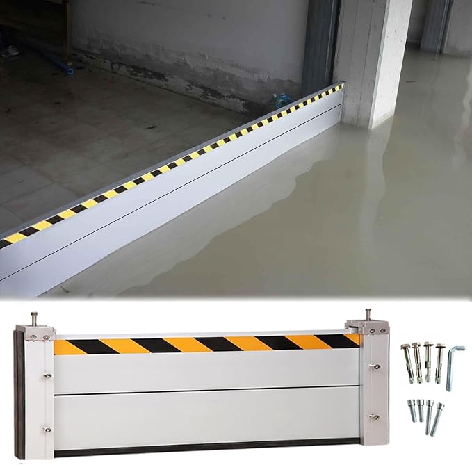 Garage Door Flood Barrier Threshold Kit, 3/4/5/6/7/8/9/10/11/12/13ft Long Detachable Aluminum Shield Door Water Stopper Barrier for Basement/Front Door/Gates/Sliding Door(H 1.3ft(40cm),9ft(