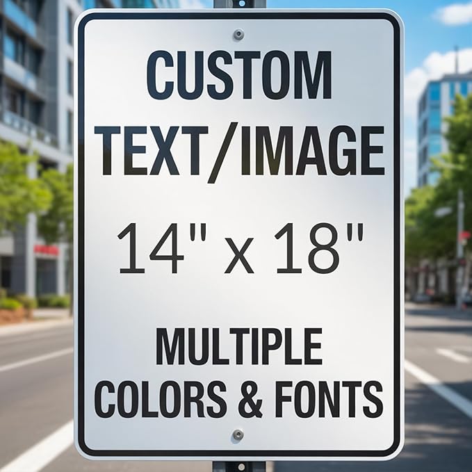 Custom Metal Sign - 14x18 Inch Durable 0.04 Aluminum - Personalized Sign For Business, Home - Reflective Option - Single/Double Sided