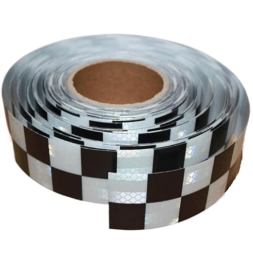 Reflective Tape Black and White 2 inch Wide for Cars, Outdoor Waterproof High Visibility Safety Warning Adhesive Strips (166 feet)