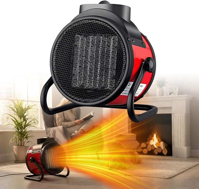 Saker Powerful Portable Heating Cannon,High Power Ceramic Space Heater, 3000W Fast Heating with Adjustable Thermostat for Large Room, Quiet Oscillation & Overheat Protection