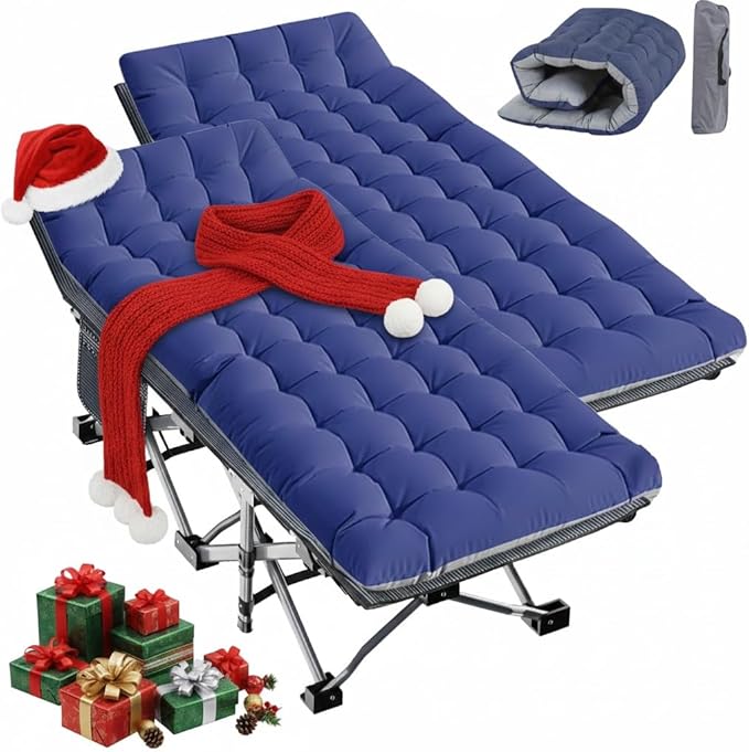 Slsy Folding Camping Cot for Adults with Pad, Padded Portable Sleeping Cots, Camp Bed with Carry Bag for Outdoor Travel, Beach, Hiking
