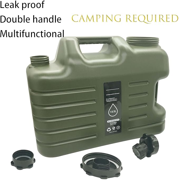5 Gallon Water Jug Camping Water Container Large Military Green Water Tank,BPA Free Portable No Leakage Water Storage with Spigot Emergency Overlanding Gear for Outdoors Camping Hiking