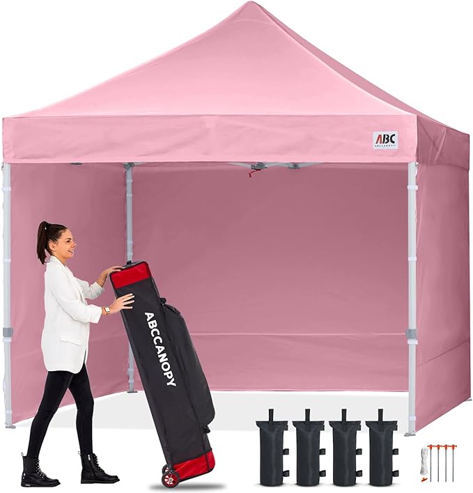 ABCCANOPY Easy Pop Up Canopy Tent with Sidewalls 8x8 Commercial -Series, Pink