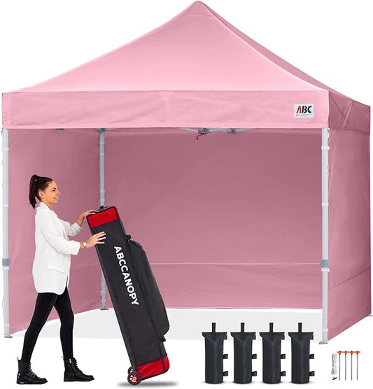 ABCCANOPY Easy Pop Up Canopy Tent with Sidewalls 8x8 Commercial -Series, Pink