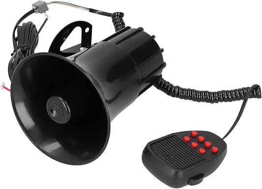 12V 50W 115dB Car Horn with PA Mic, 7 Sound Emergency Warning Alarm Siren, Loud Car Alarm Speaker for Truck RV Boat, Universal 12V Vehicle Safety Alert System