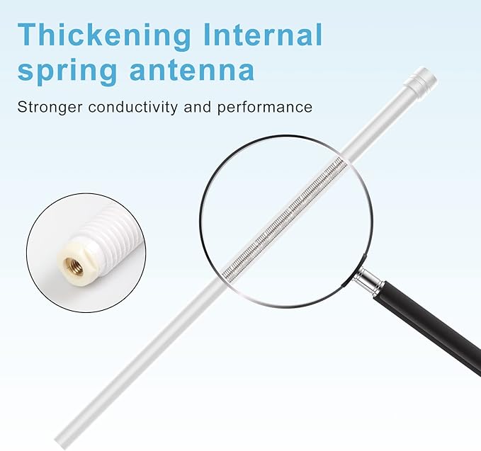 Universal Boat Radio Antenna - Flexible Mast for AM/FM, Yacht, Pontoon, Golf Cart, ATV, UTV, RV, Excavator, Tractor & Car Stereo