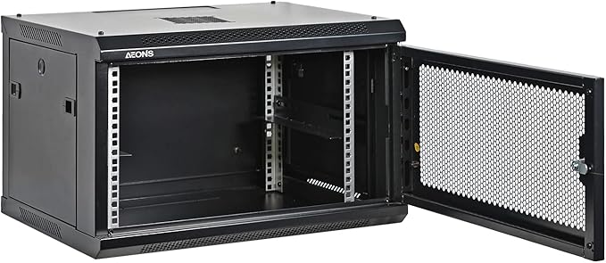 6U Professional Wall Mount Network Server Cabinet Enclosure 19-Inch Server Network Rack Meshed Door Low-Profile Black