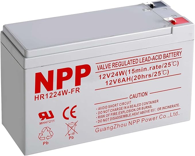 NPP HR1224W F2 12V 6Ah Battery – 12Volt 144Watts 24Watt/Cell Rechargeable AGM Sealed Lead Acid UPS Batteries Replacement for NS1250, High Rate Flame Retardant Alarm Emergency Light Backup