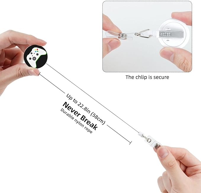 Video Games Badge Reels Retractable Badge Holder with Clip for Id Name Tag Office Worker Student Teacher Nurse Doctor