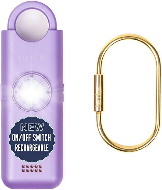 She’s Birdie 3.0 New Version – The Original Personal Safety Alarm for Women by Women–Loud Siren, Flash Light and Rechargeable Battery in a Variety of Colors (Metallic Lavender Purple)