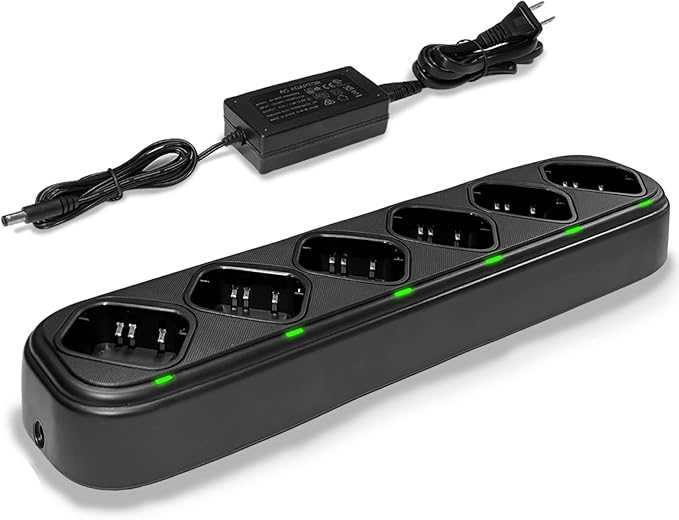 SAMCOM FPCN10A 6 Way Multi Unit Charger Battery Gang Charger for FPCN10A Two Way Radios Walkie Talkies, Six Way Charging Base Bulk Bank with Power Adapter (Radios Not Included)