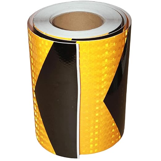 Reflective Tape Yellow Black 8 inch Wide, Outdoor Waterproof Hazard Conspicuity Warning Industrial Marking Tape (68 feet)
