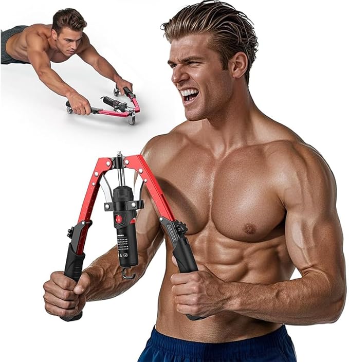 Saker Twister Arm Trainer - Adjustable 22-440lbs Hydraulic Arm & Chest Exerciser Machine with LCD Counter, Portable Home Gym Equipment , Strength Training for Shoulder, Forearm