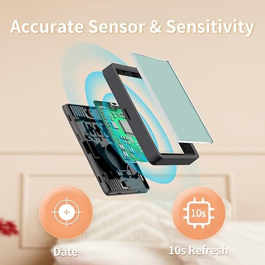 DOOMAY Room Thermometer Indoor - Hygrometer Temperature and Humidity Monitor with High Accuracy Sensor LCD Display Large Display Date Clock for Kitchen Baby Room Office (Black)