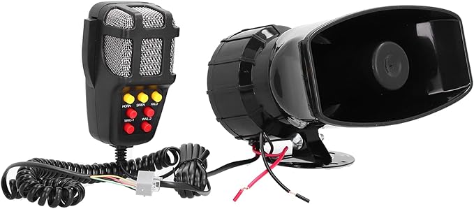 Car Horn Public - Address Speaker, DC12V Siren Sound System for Motorcycle and Off - Road Vehicle, 100W Loud Alarm with PA Mic and Installation Kit, Compatible with Car