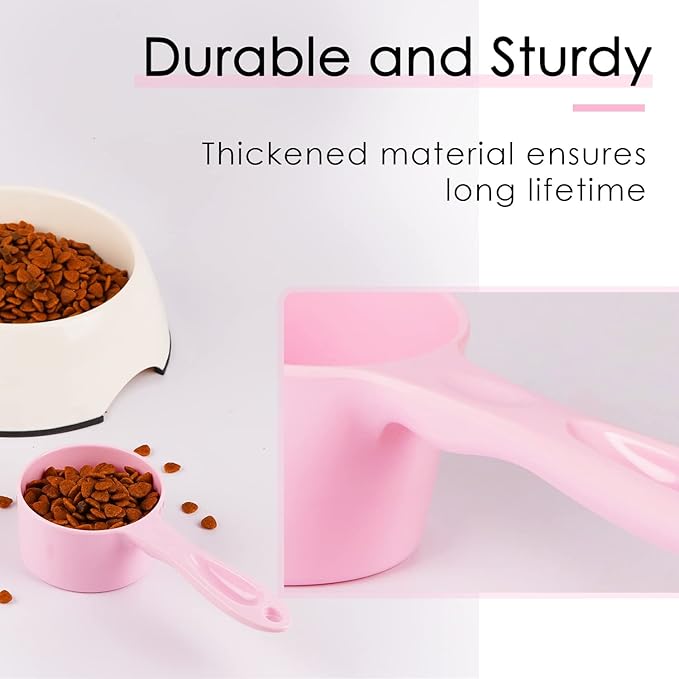 Super Design 1/2 Cup Dog Food Scoop for Container Melamine Measuring Scoop for Dogs Cats Birds and Rabbits Pet Food Feeding Scoop Dishwasher Safe - Baby Pink