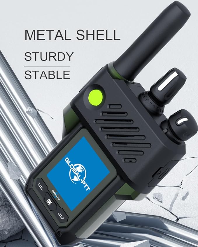 Global-PTT G6Plus 4G LTE Two-Way PoC Radios - 8800mAh Battery Nationwide Coverage Unlimited Communication Range - Metal Body Walkie Talkies (Green)