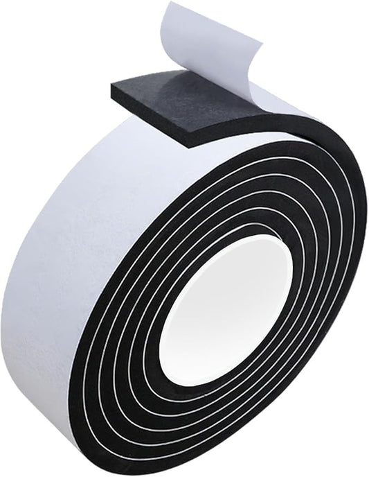 16.4 Feet Foam Weather Stripping Tape,2 Inch W x 1/4 Inch T,High Density Insulation Tape,Self-Adhesive Seal Strip for Doors & Windows-Draft Blocker,Soundproofing,Waterproof，Black