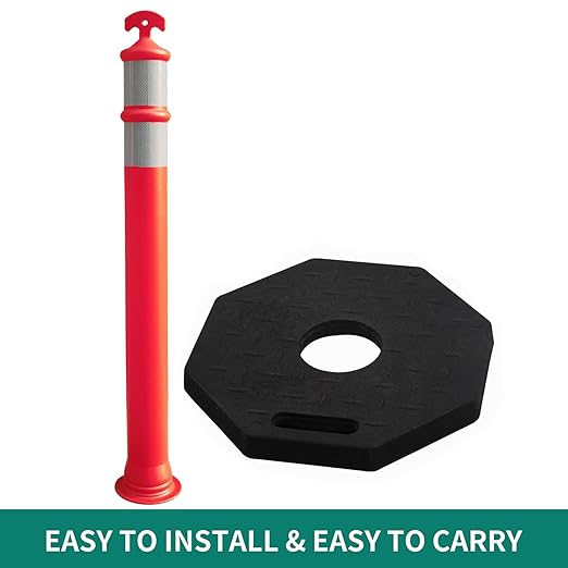 6PACK BESEA Traffic Delineators Cone 42”High Orange Traffic Safety Delineator Cones with Heavy Duty Rubber Base for Construction Site, Road Parking, People Control in Public(6PACK)