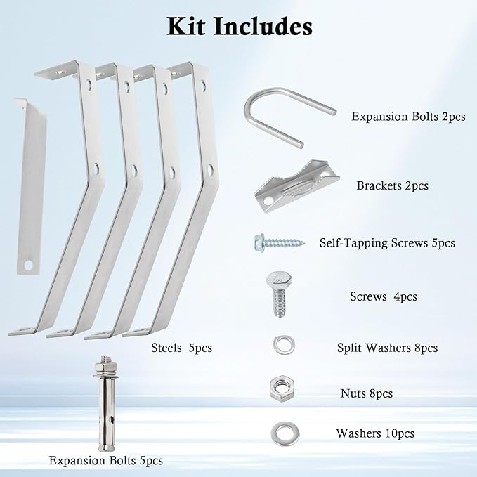 XRDS-RF Antenna Wall Mount 16 Inch Heavy-Duty Stand Off Wall Mast Mount Windproof Antenna Mounting Bracket (2-Leg + 3-Leg)