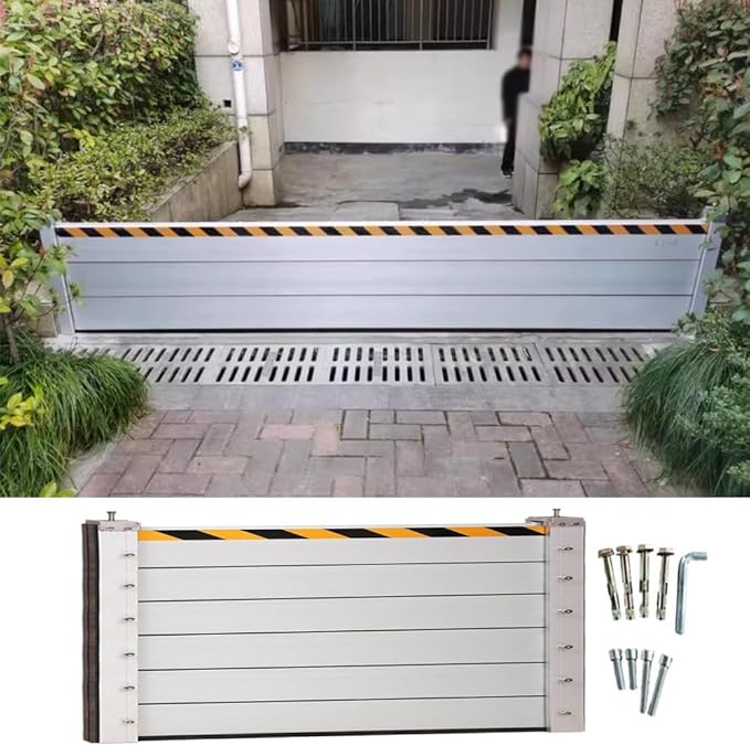 Basement/Garage Door/Home/Doorway Flood Protection Barriers, 3/4/5/6/7/8/9/10/11/12/13ft Long Reusable Detachable Aluminum Flood Panel Shield, Water Prevention System Stopper Guard(H 3.9ft(120