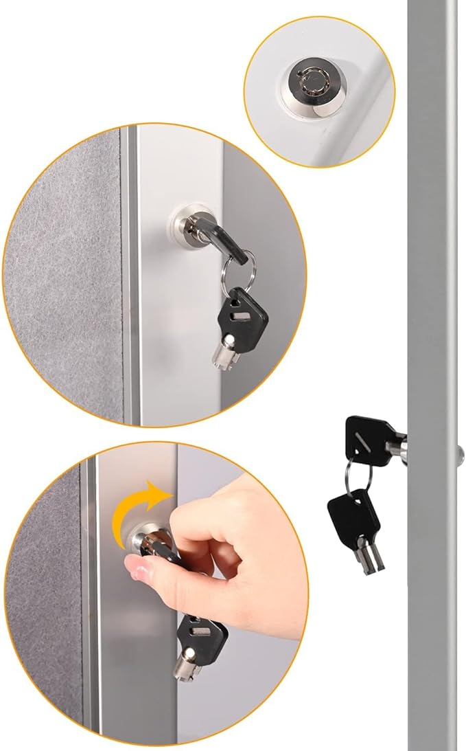 26.8×20 Lockable Enclosed Bulletin Board Wall Display Case with Rubber Seal Aluminum Felt Cork Board with Door Protected Tamperproof Noticeboard for Indoor or Outdoor Use(Felt)